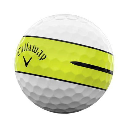 Callaway golf ball with a yellow and white design on a white background