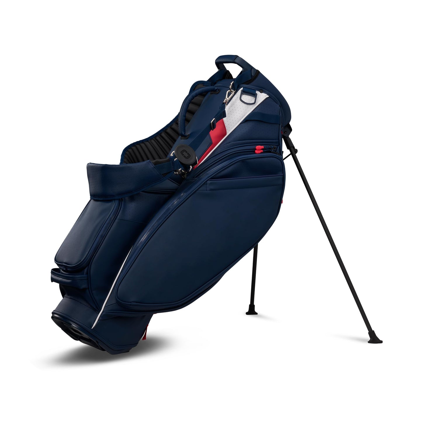 An image of a OGIO 2026 Shadow Golf Stand Bag - Red / White / Blue on a white background
