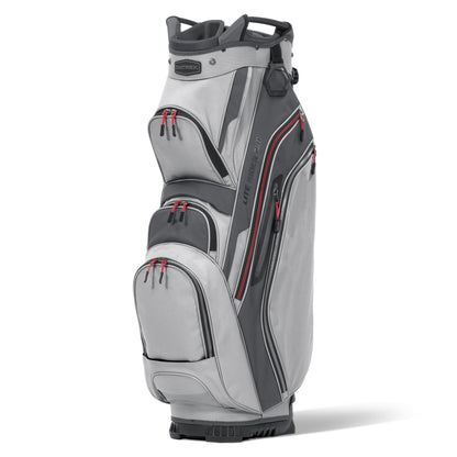 An image of aLite Rider 2.0 Cart Bag - Silver/Charcoal/Red on a white background