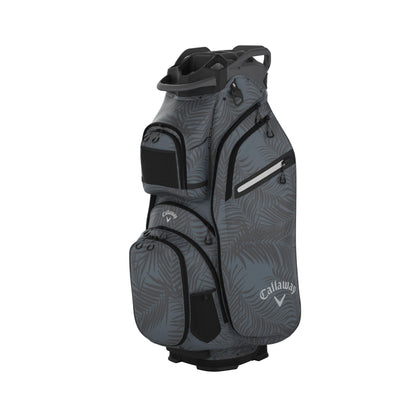 An image of a Callaway 2026 Cargo Golf Cart Bag - Black Palms on a white background