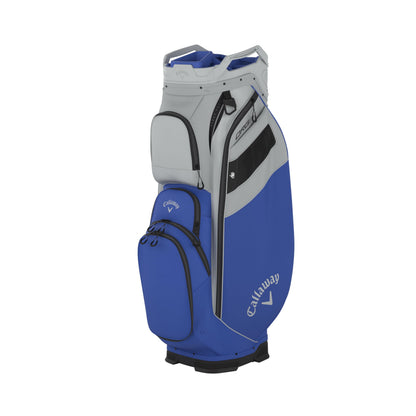 An image of a Callaway 2026 ORG 14 Golf Cart Bag - Silver / Neptune on a white background