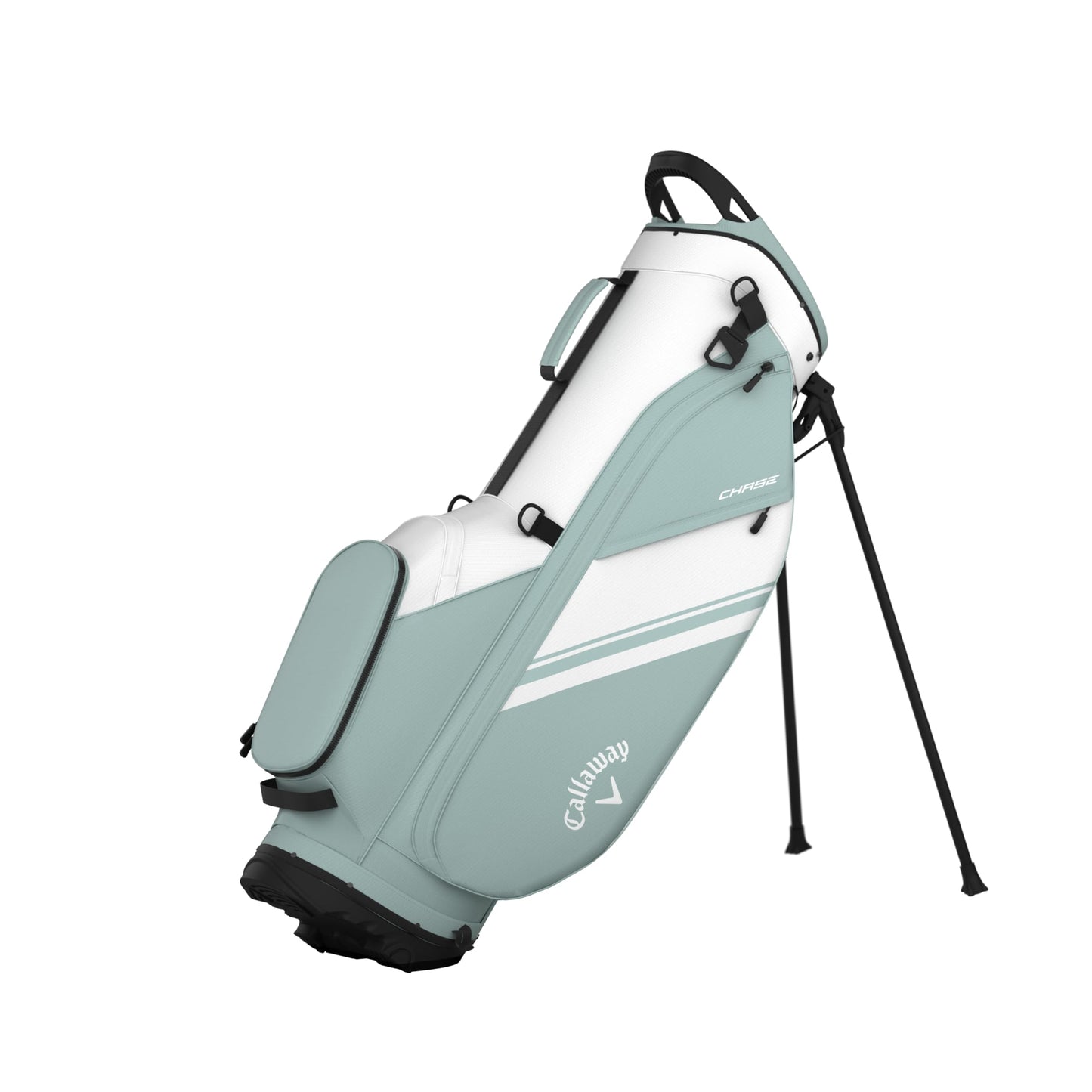 An image of a Callaway 2026 Chase Golf Stand Bag - White / Surf Spray on a white background