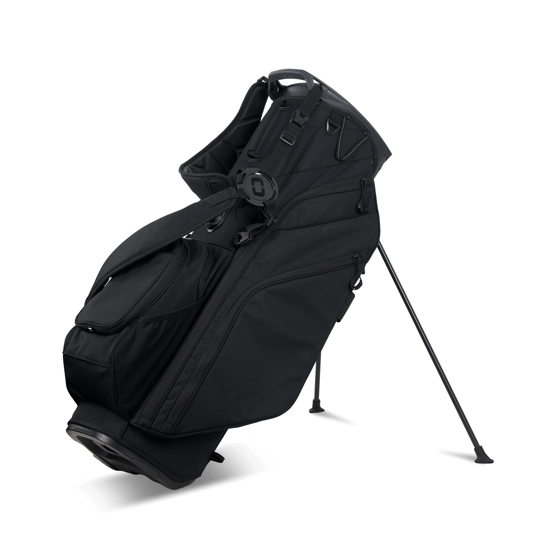 An image of a OGIO 2026 Woode Hybrid Golf Stand Bag - Black on a white background