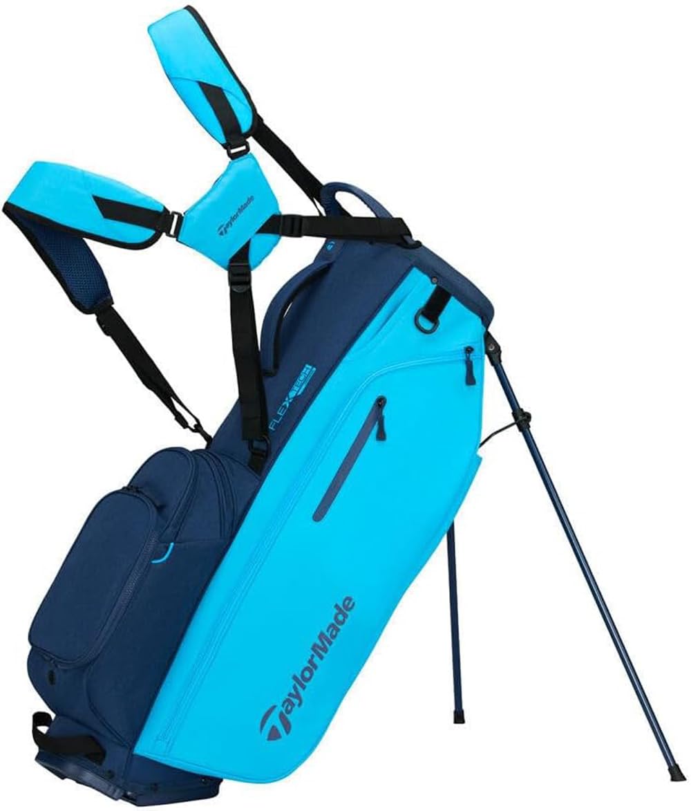 An image of a TaylorMade 2026 Flextech Crossover Golf Stand Bag - Cyan Navy on a white background
