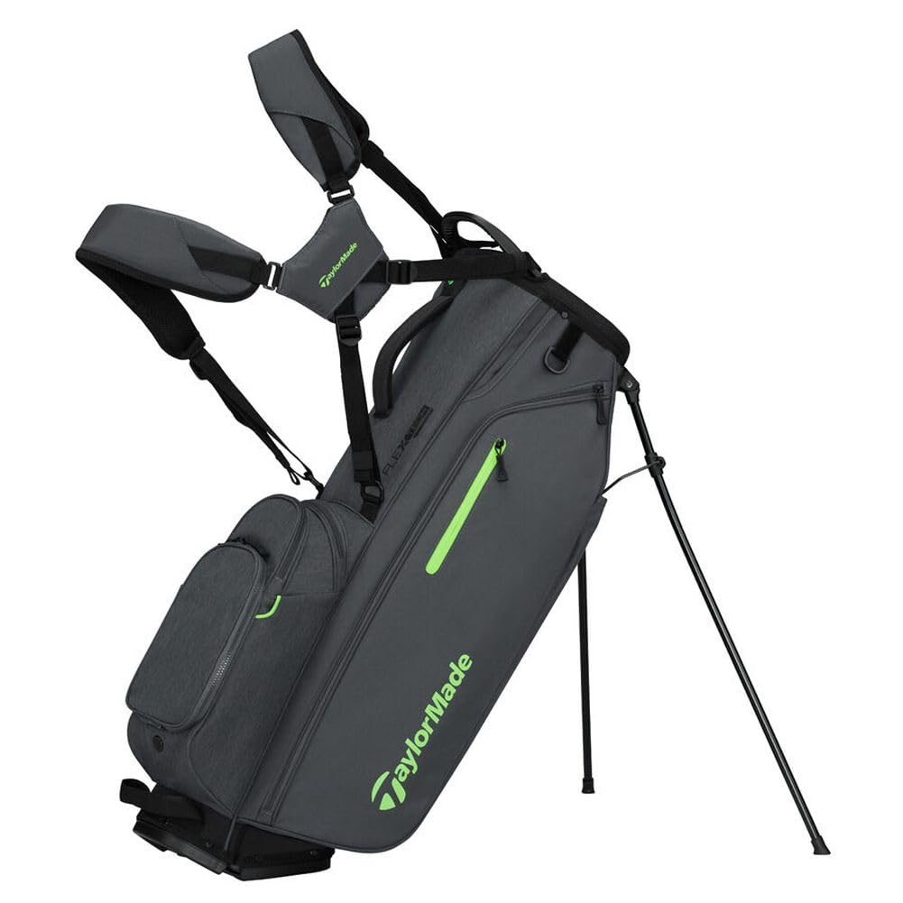 An image of a TaylorMade 2026 Flextech Crossover Golf Stand Bag - Gray / Neon Green on a white background