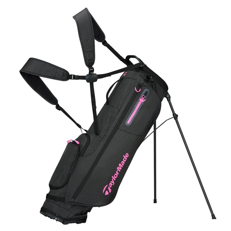 An image of a TaylorMade 2026 Flextech Superlite Golf Stand Bag - Black / Pink on a white background