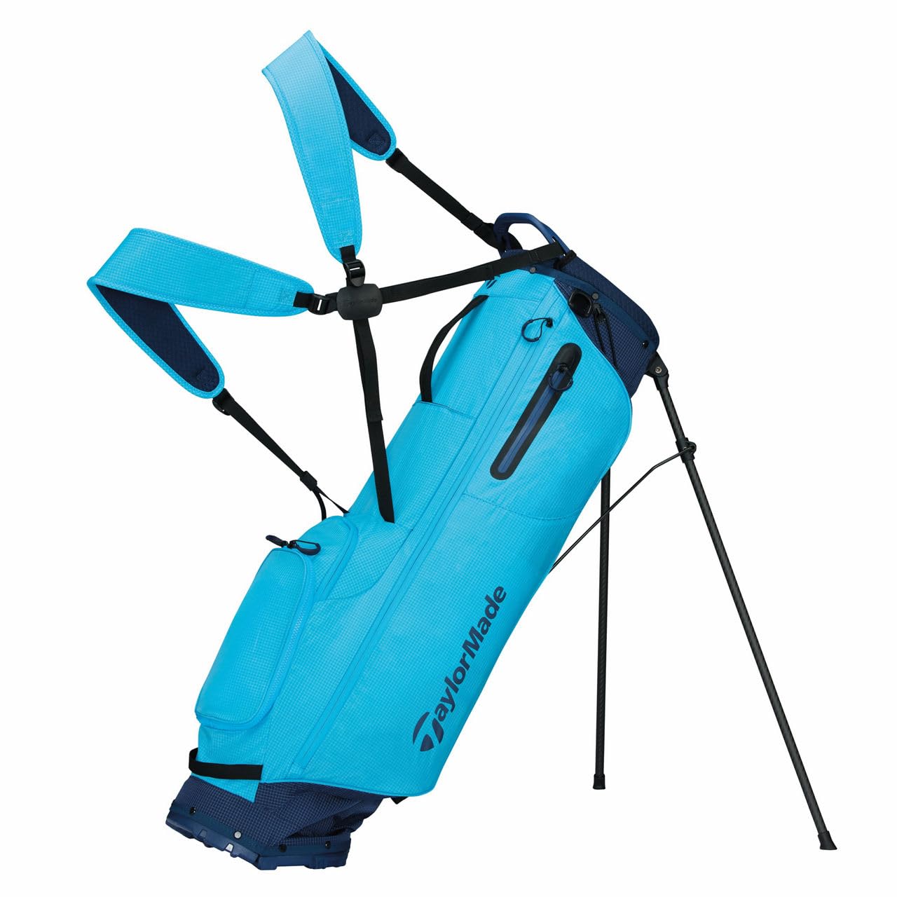 An image of a TaylorMade 2026 Flextech Superlite Golf Stand Bag - Cyan / Navy on a white background