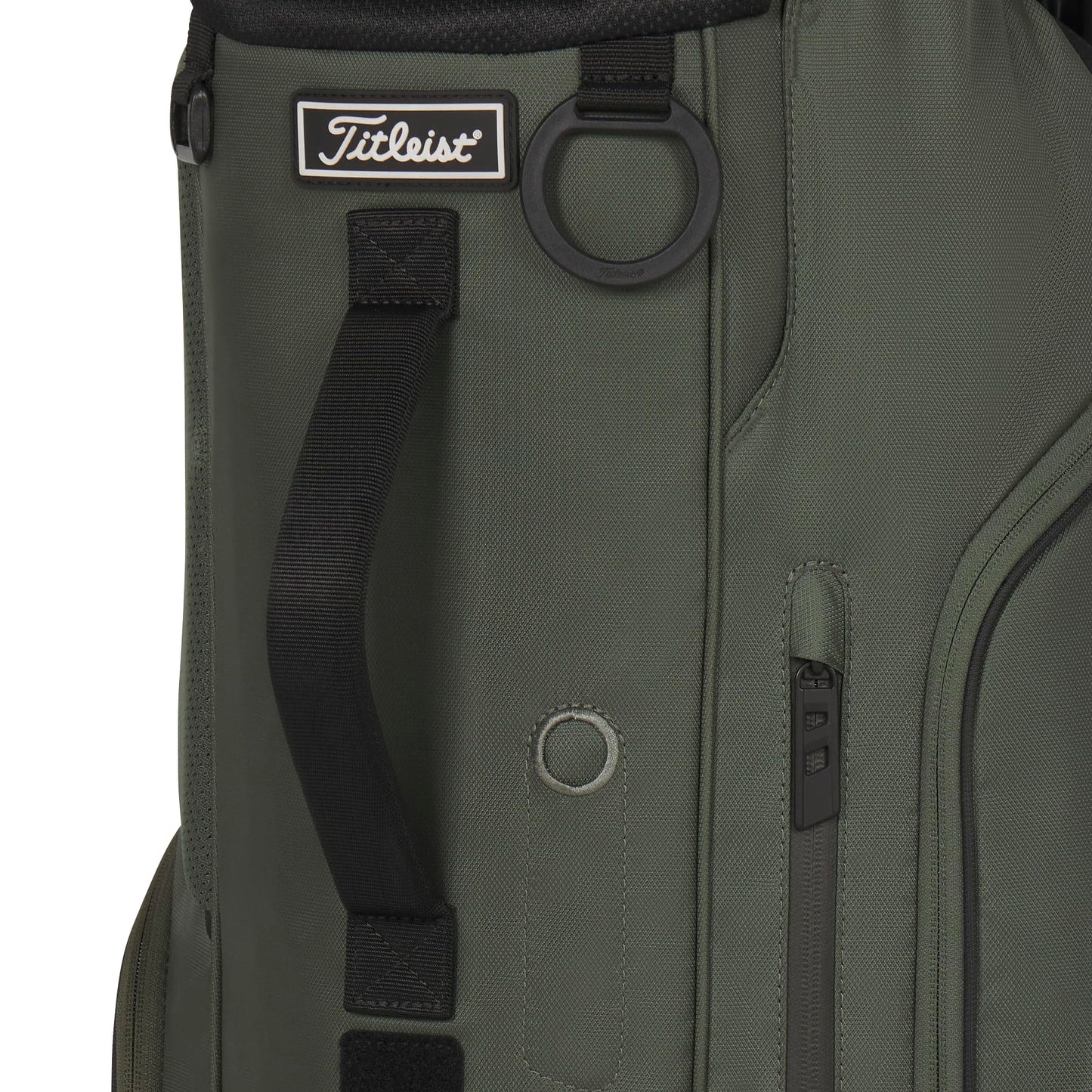 A product image of a Titleist Hybrid 14 Stand Bag - Cypress / Black / White on a white background