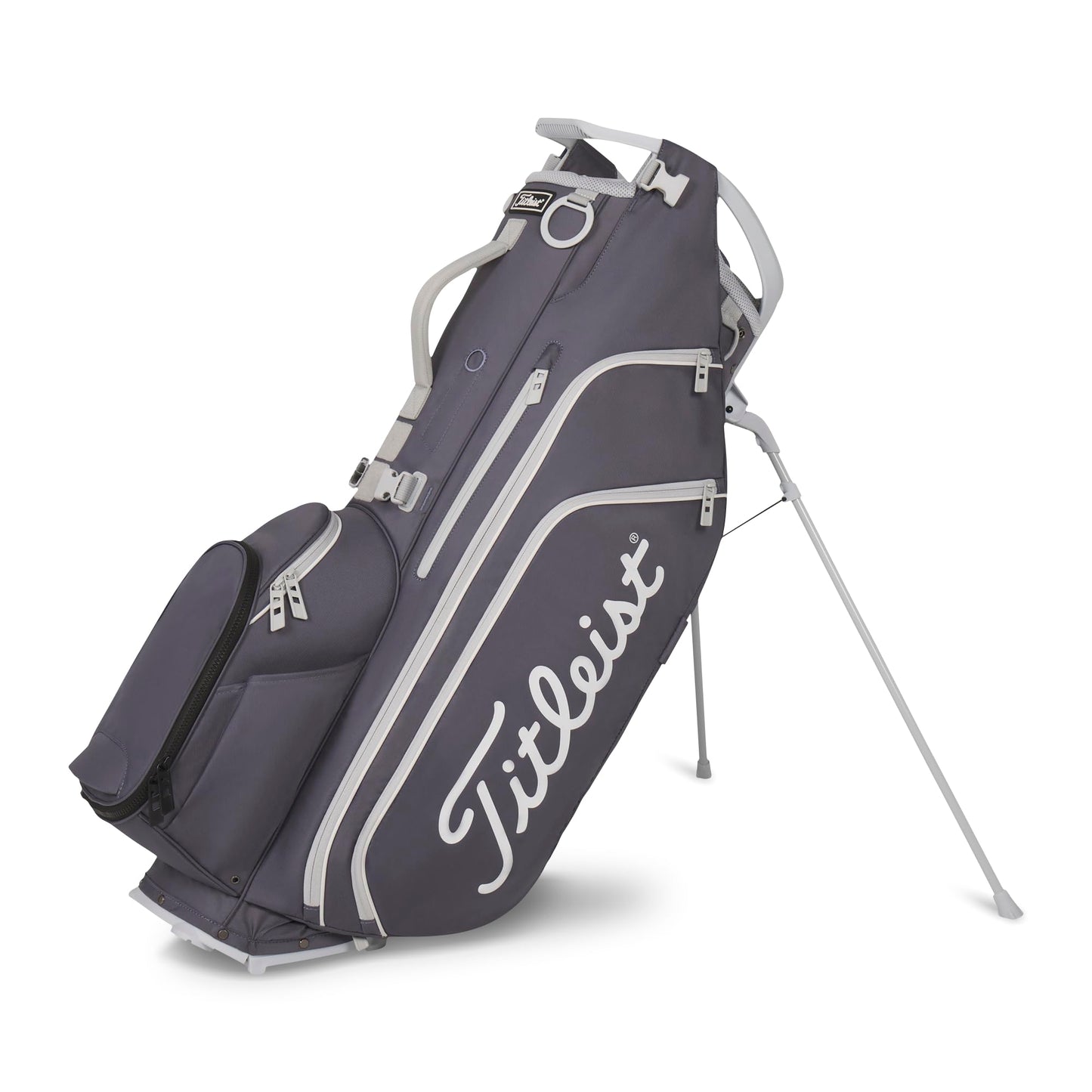 A product image of a Titleist Hybrid 14 Stand Bag - Washed Indigo / Marble / White on a white background