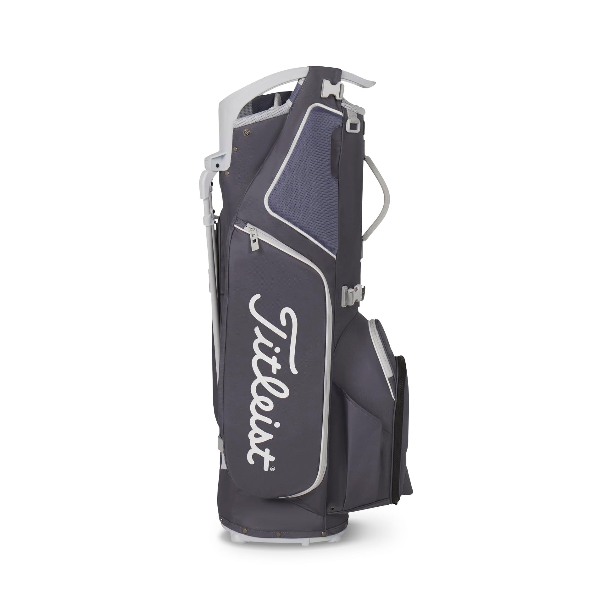 A product image of a Titleist Hybrid 14 Stand Bag - Washed Indigo / Marble / White on a white background