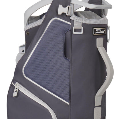 A product image of a Titleist Hybrid 14 Stand Bag - Washed Indigo / Marble / White on a white background