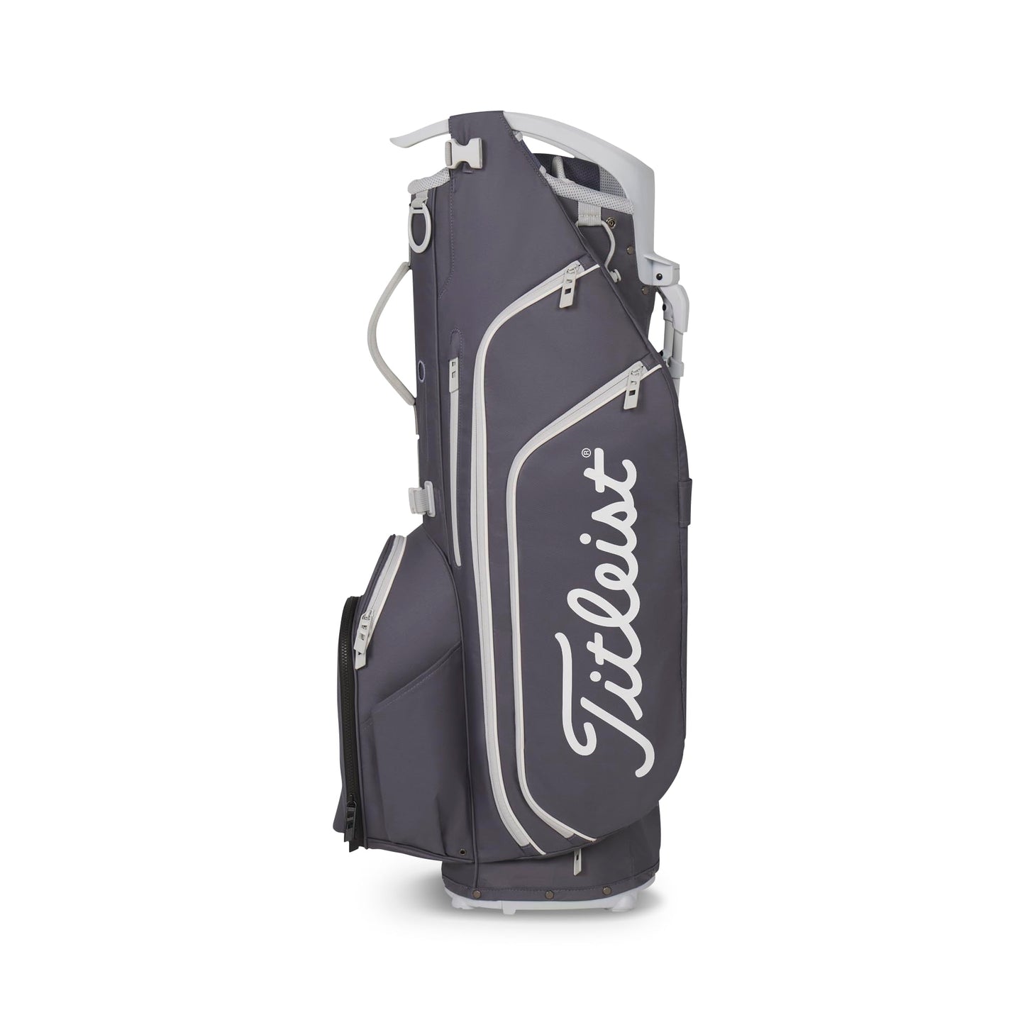 A product image of a Titleist Hybrid 14 Stand Bag - Washed Indigo / Marble / White on a white background