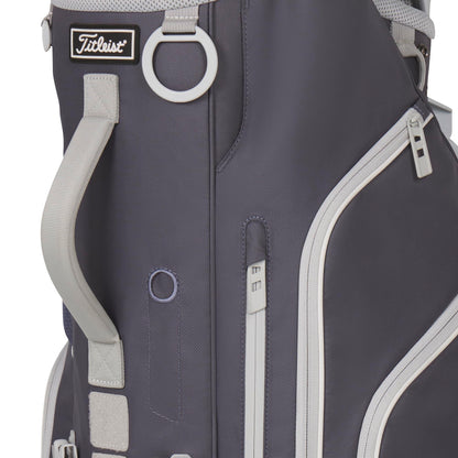 A product image of a Titleist Hybrid 14 Stand Bag - Washed Indigo / Marble / White on a white background