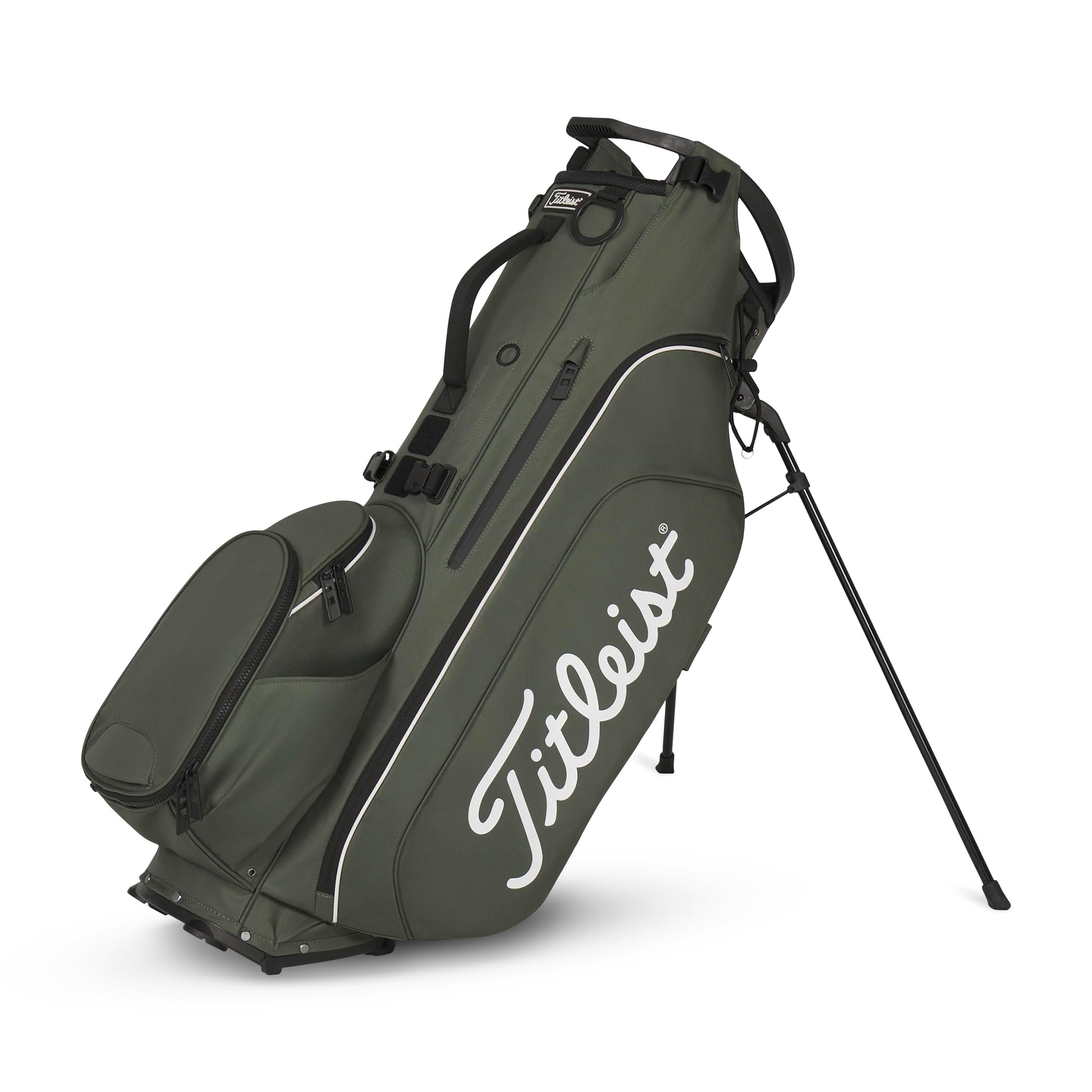 A product image of a Titleist Hybrid 5 Stand Bag - Cypress / Black / White on a white background