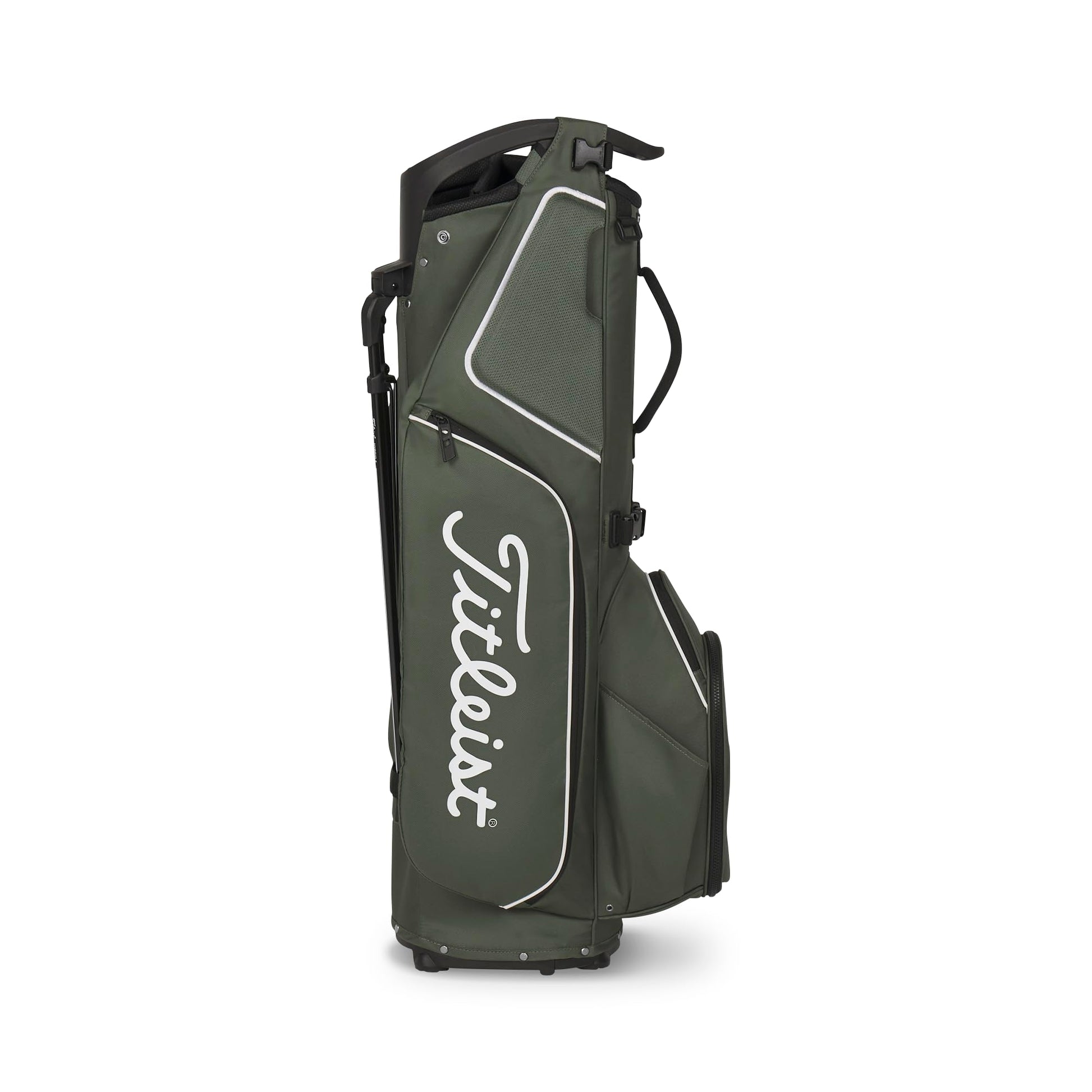 A product image of a Titleist Hybrid 5 Stand Bag - Cypress / Black / White on a white background