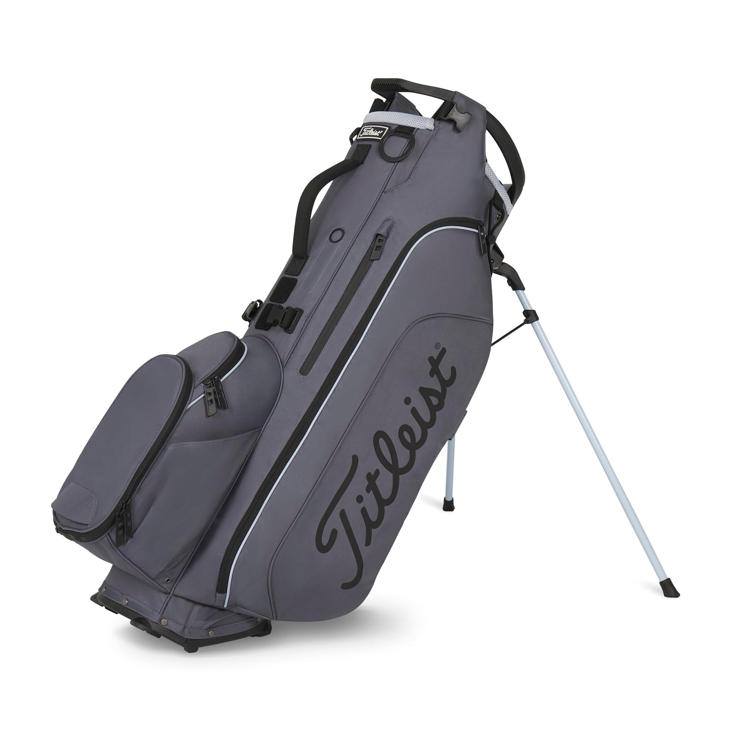 A product image of a Titleist Hybrid 5 Stand Bag - Washed Indigo / Blue Bird / Black on a white background