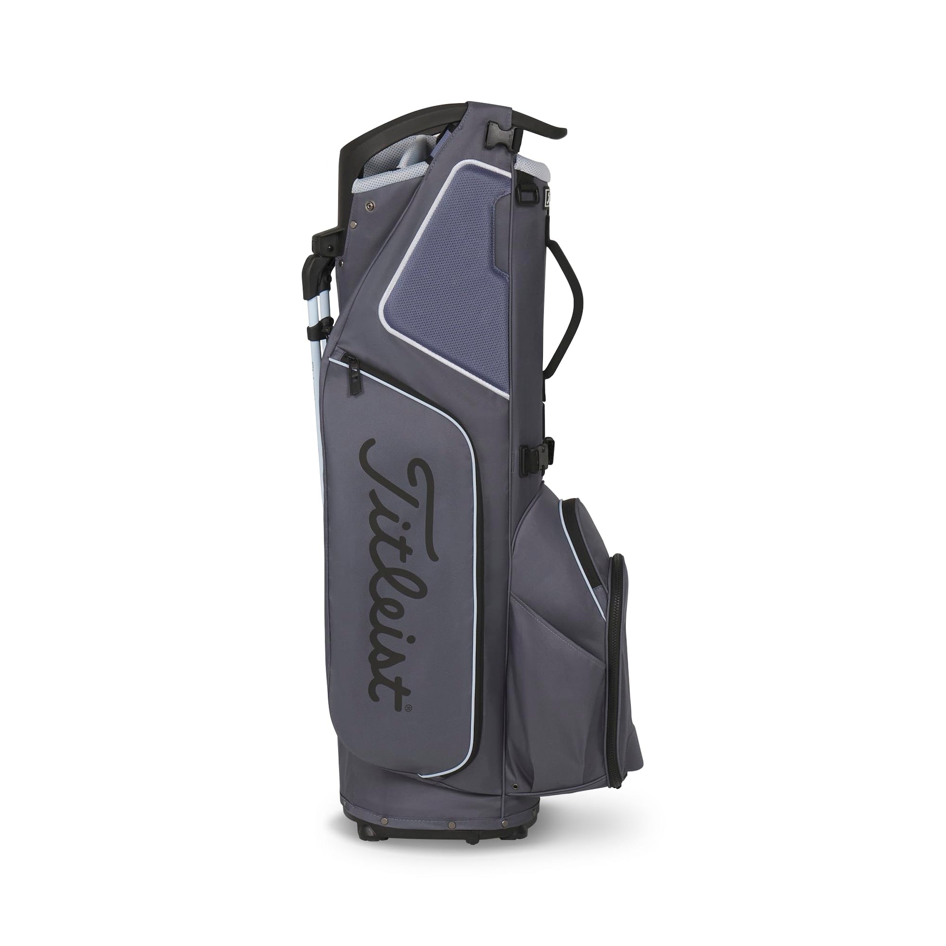 A product image of a Titleist Hybrid 5 Stand Bag - Washed Indigo / Blue Bird / Black on a white background