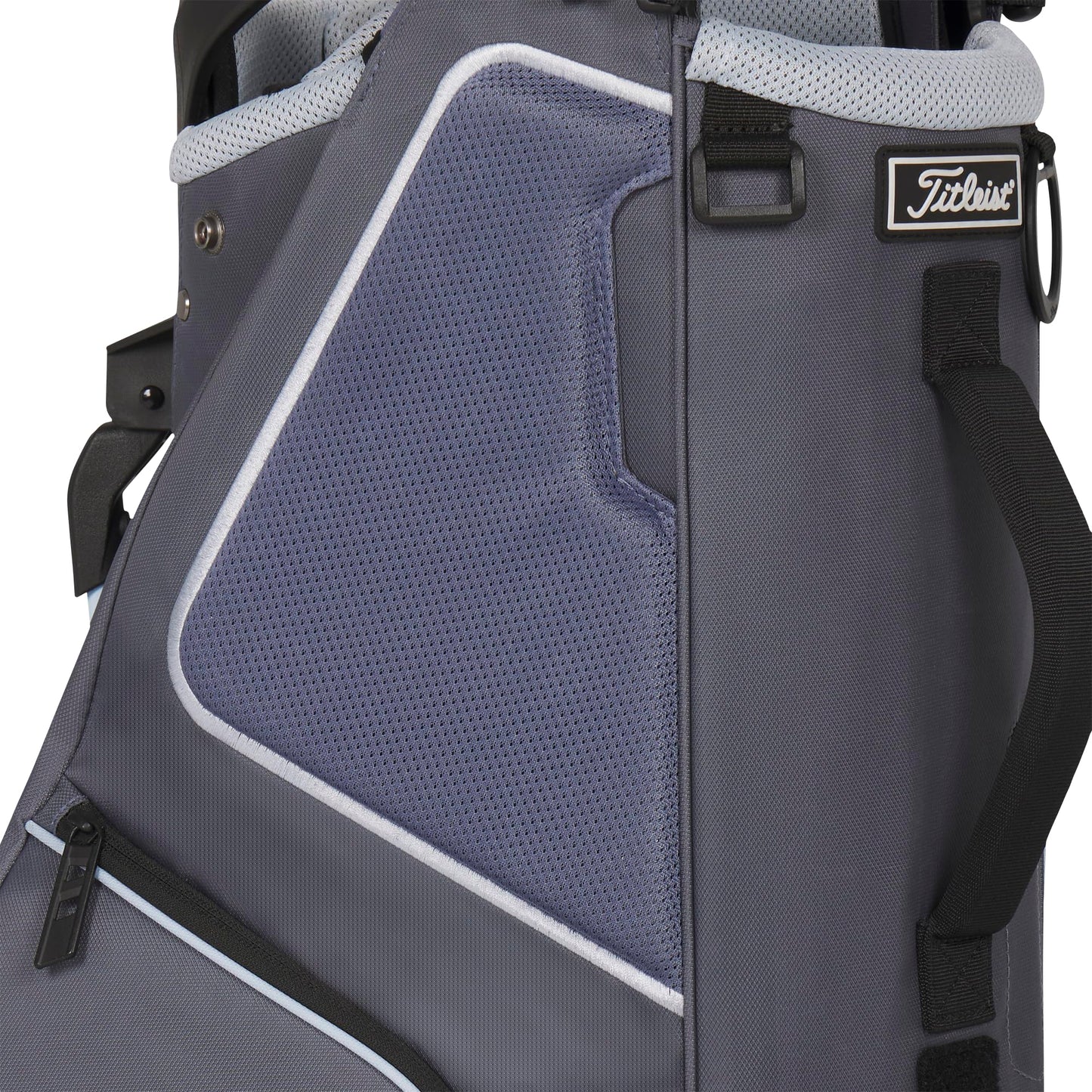 A product image of a Titleist Hybrid 5 Stand Bag - Washed Indigo / Blue Bird / Black on a white background