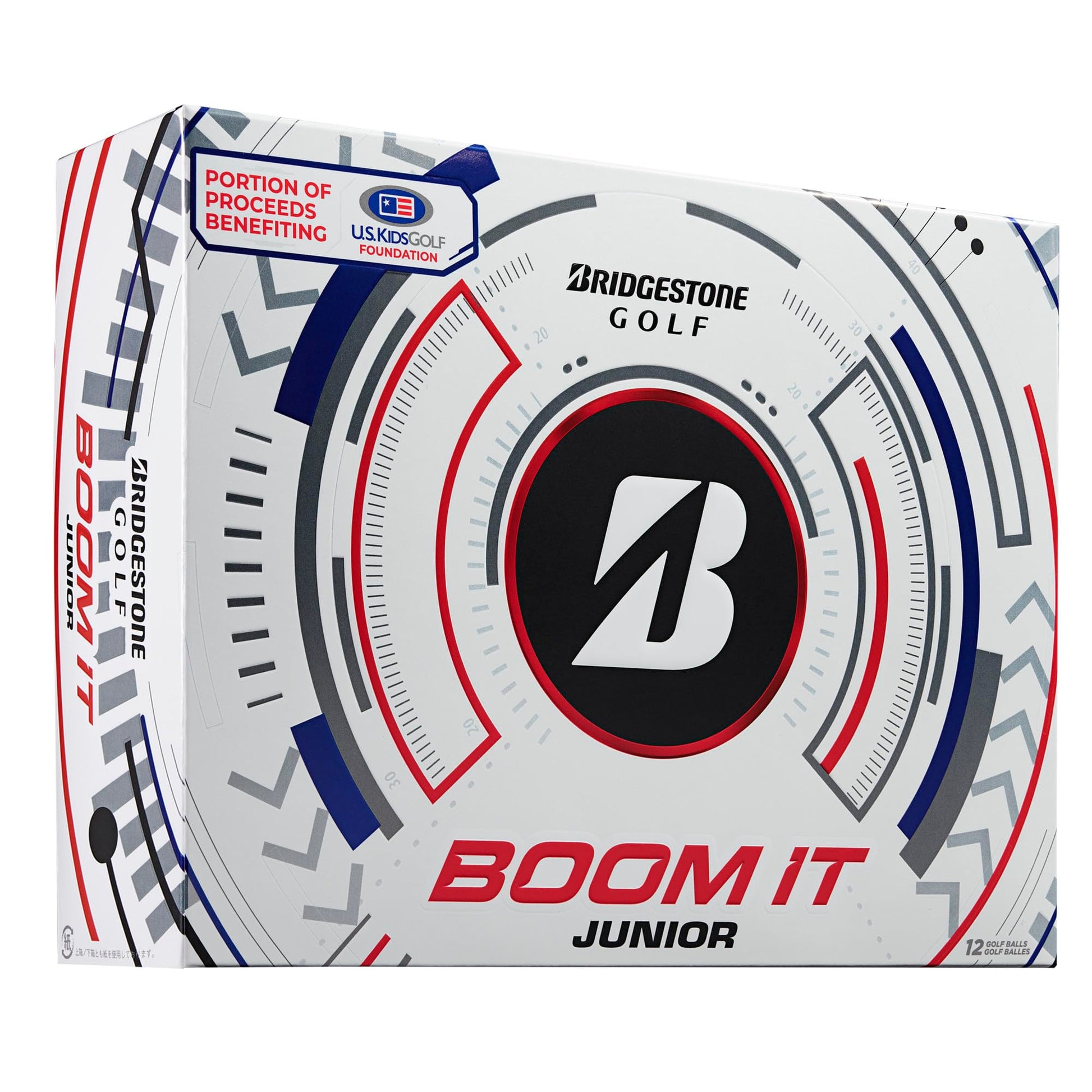 A product image of a Bridgestone Boom It Golf Balls - White on a white background