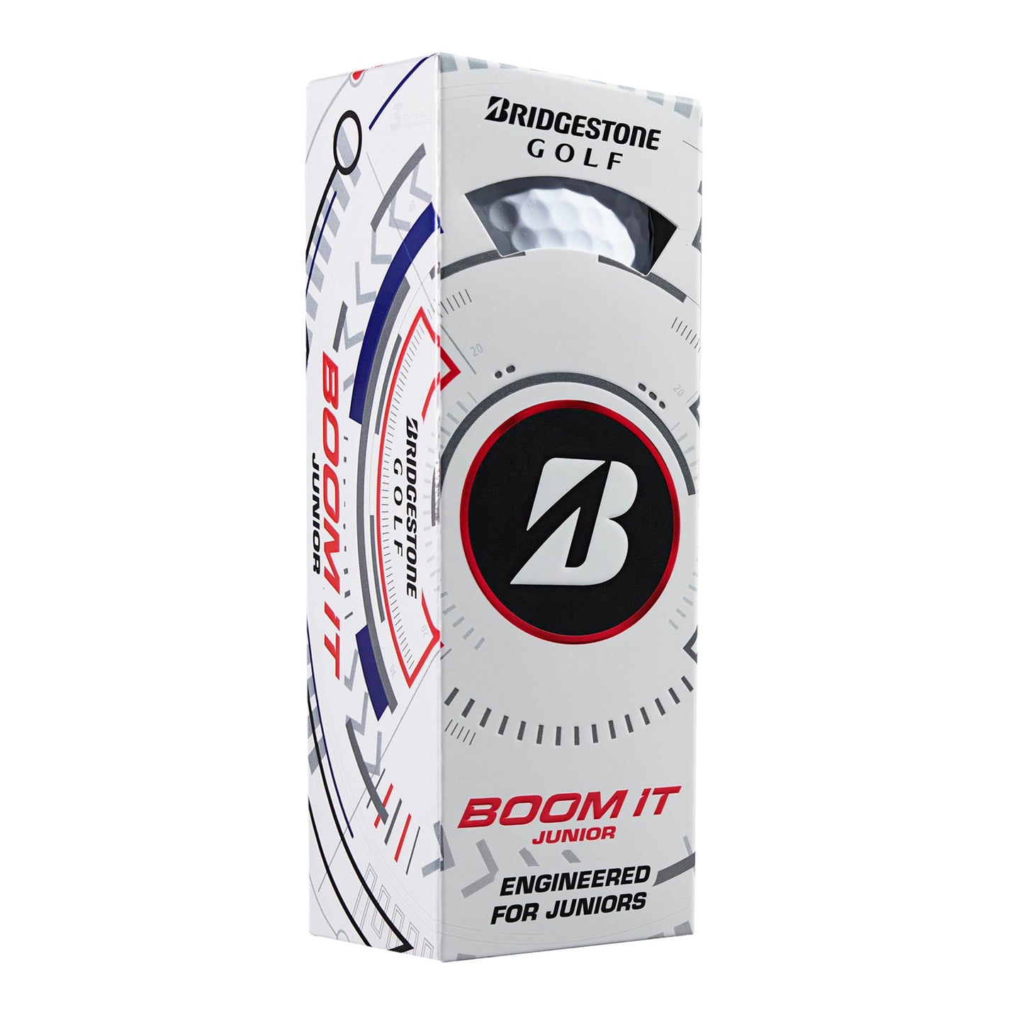 A product image of a Bridgestone Boom It Golf Balls - White on a white background