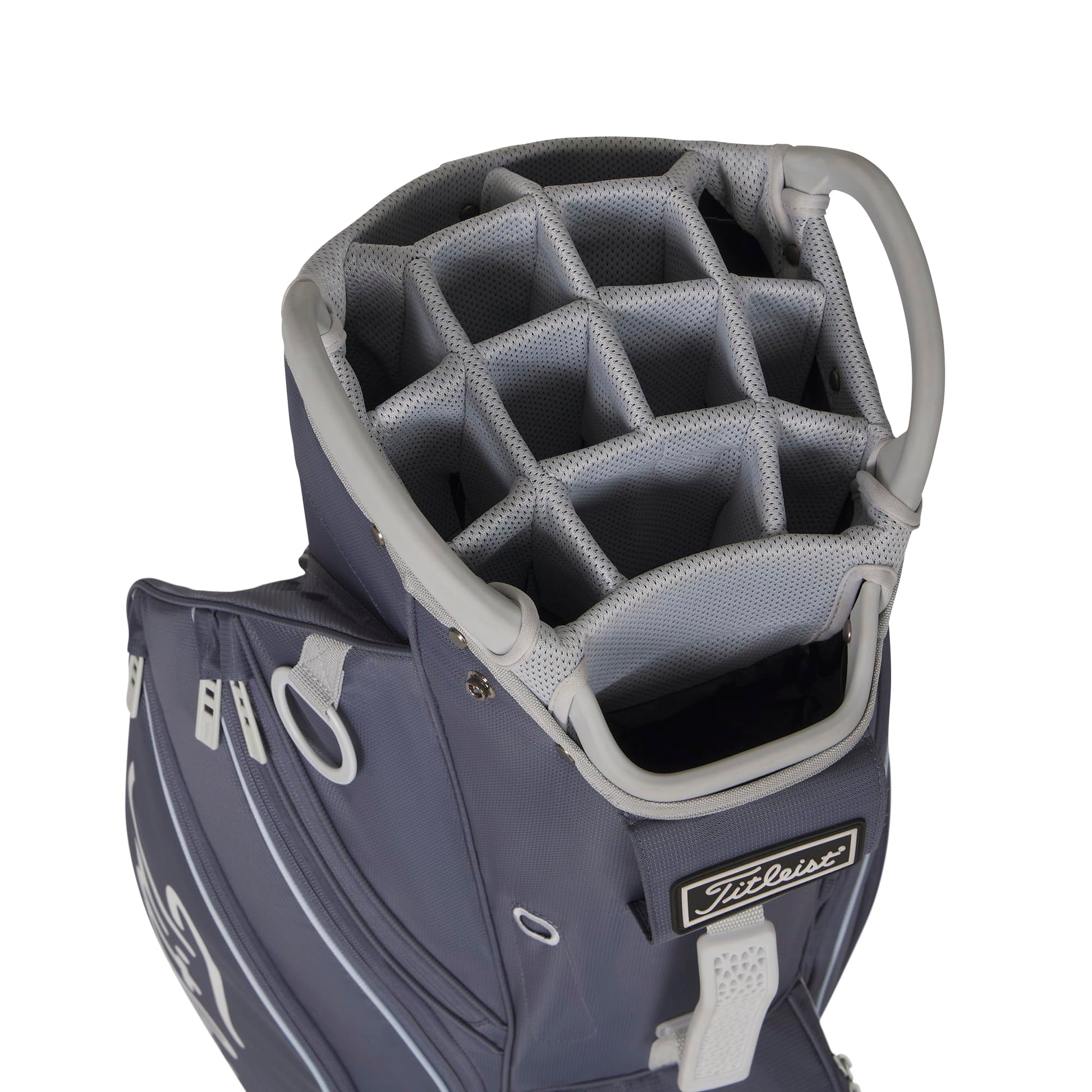 A product image of a Titleist Cart 14 Cart Bag - Washed Indigo / Blue Bird / White on a white background
