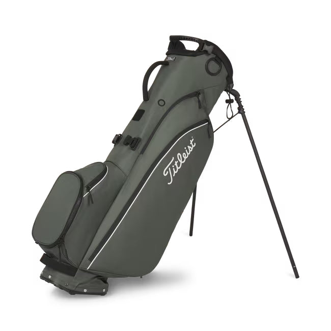 A product image of a Titleist Players 4 Carbon Stand Bag - Cypress / White / White on a white background