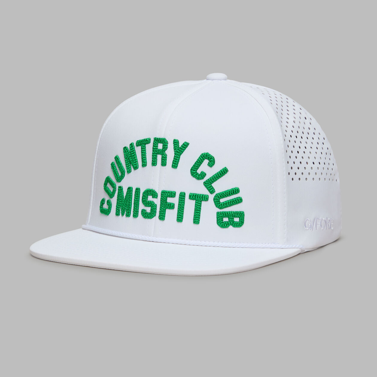 A product image of a GFore Country Club Misfit Perforated Delta Hat - Snow on a white background