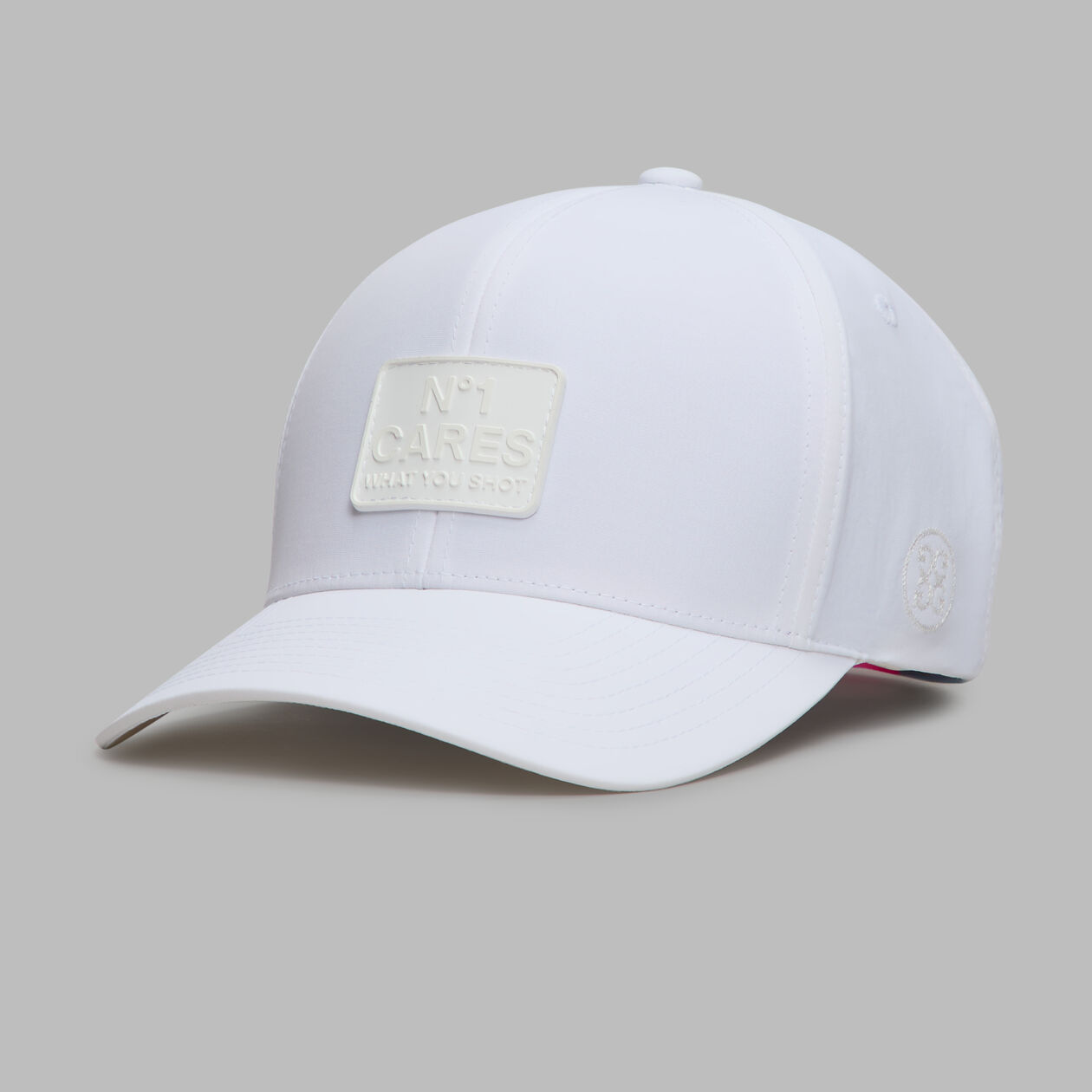 A product image of a GFore No1 Cares Low Profile Hat - Snow on a white background