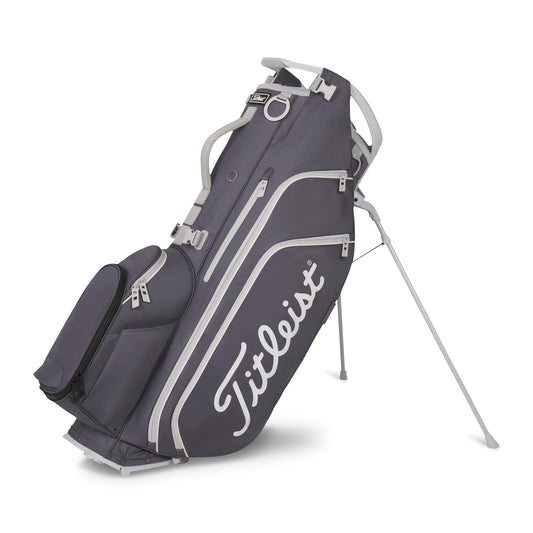A product image of a Titleist Hybrid 14 Stand Bag - Washed Indigo / Marble / White on a white background