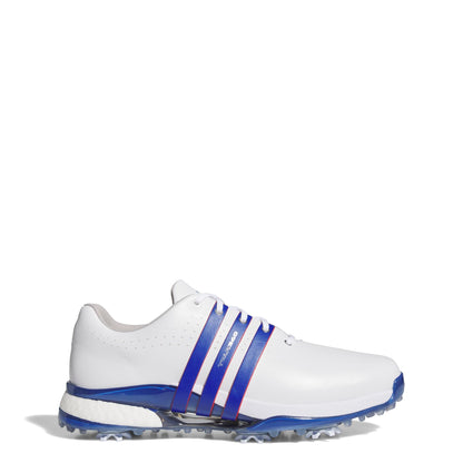 An image of a Adidas Tour 360 2024 Golf Shoes - White/Royal/BETSCA on a white background