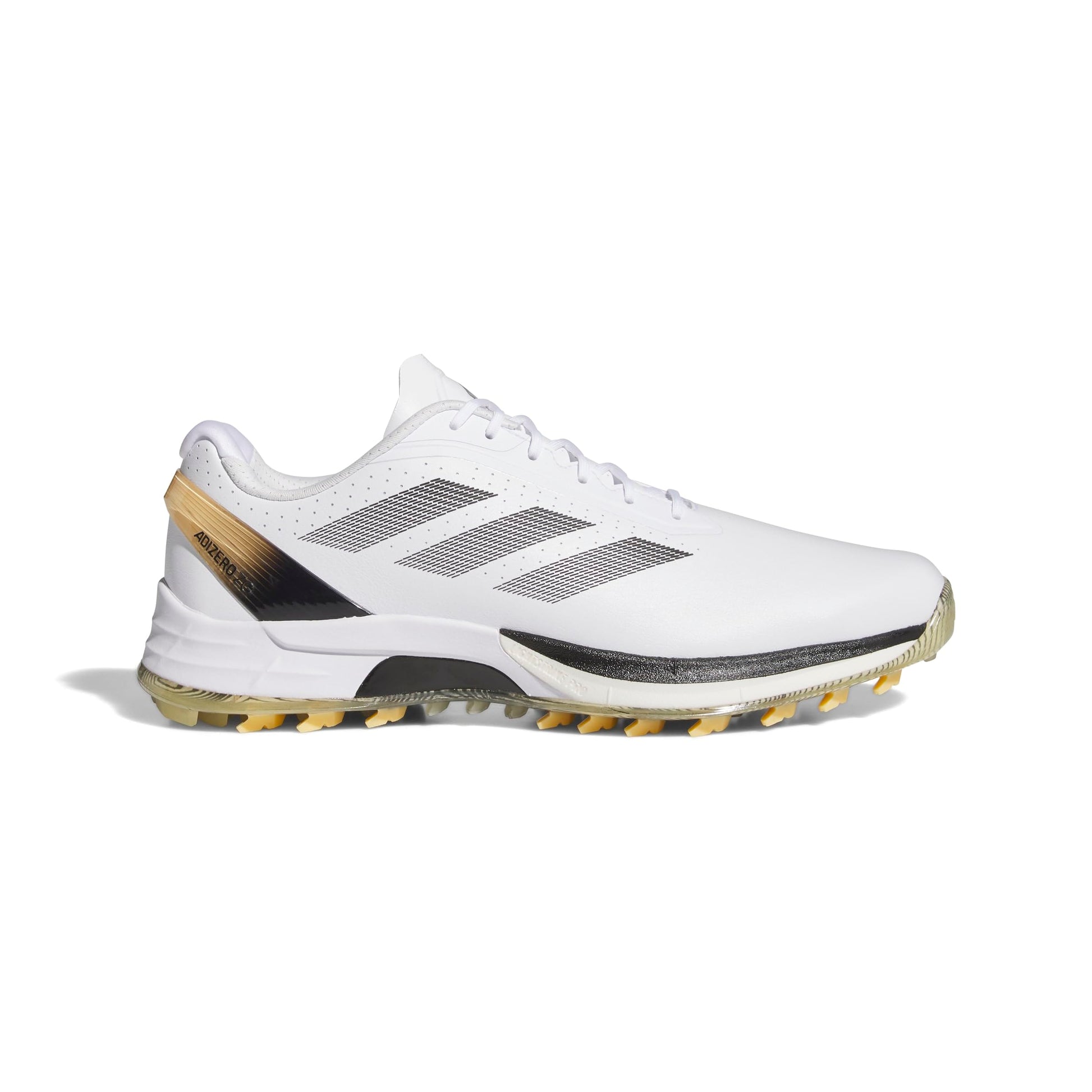 An image of a Adidas Adizero ZG Golf Shoes - White/Black/ICTA on a white background