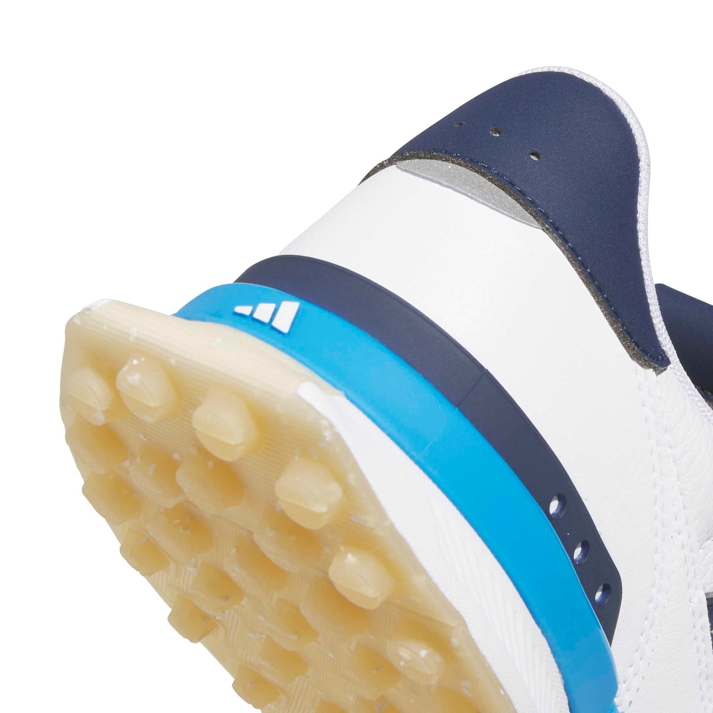 An image of a Adidas S2G 26 Leather Golf Shoes - White/Navy/LURABL on a white background