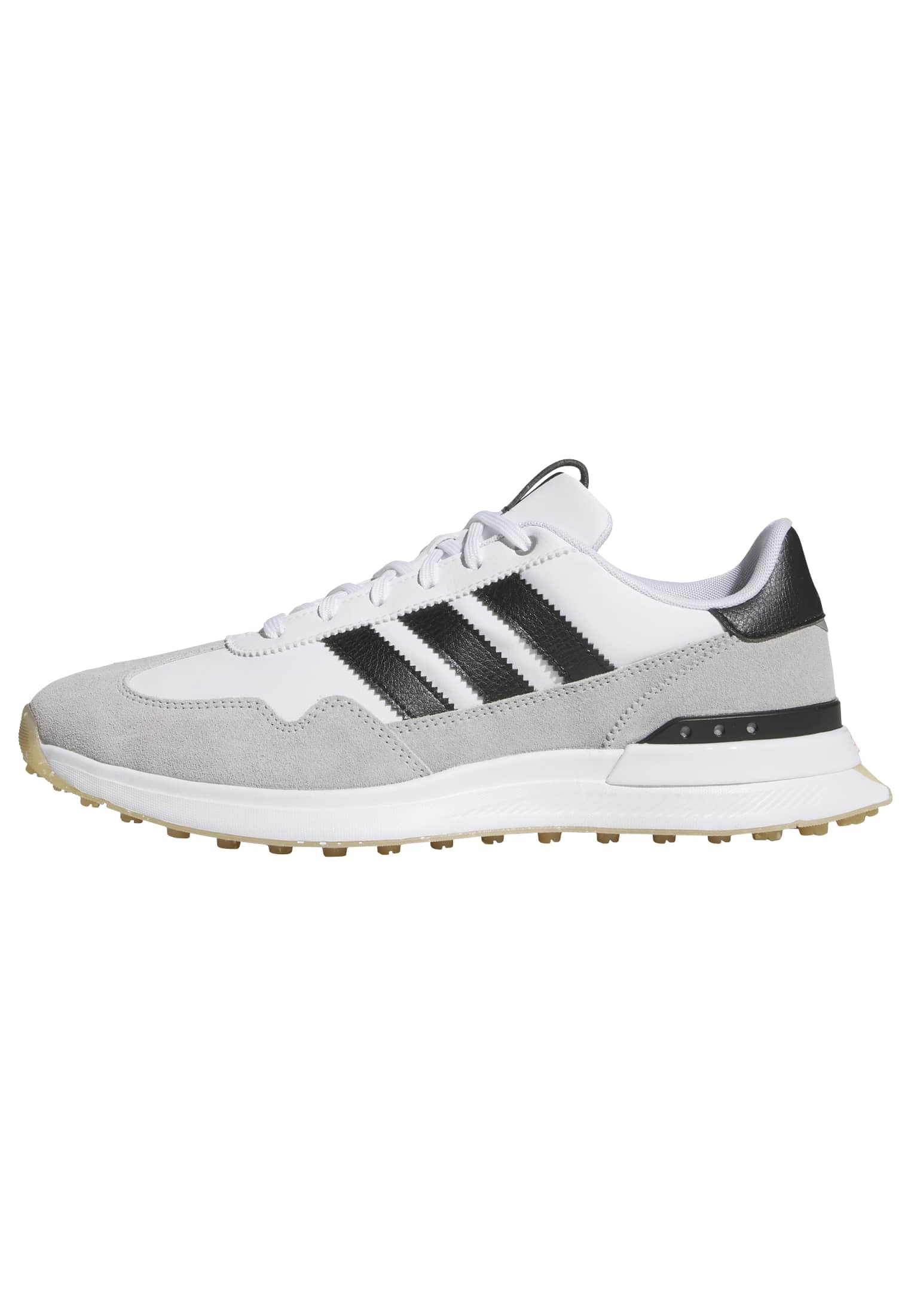An image of a Adidas S2G 26 Textile Golf Shoes - White/Black/Grey on a white background