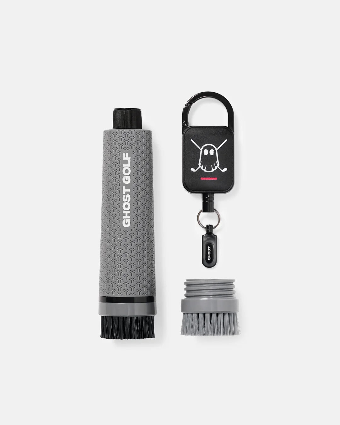 A product image of a Ghost Magnetic Golf Club & Shoe Brush - Grey on a white background