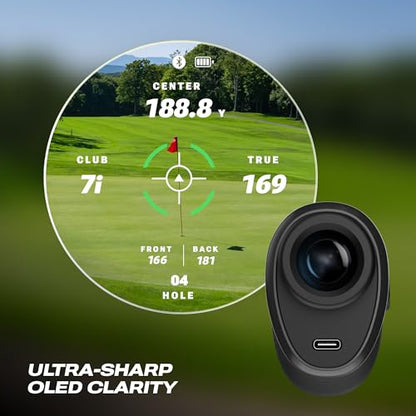 A product image of a Captain Pro Connected GPS Rangefinder on a white background