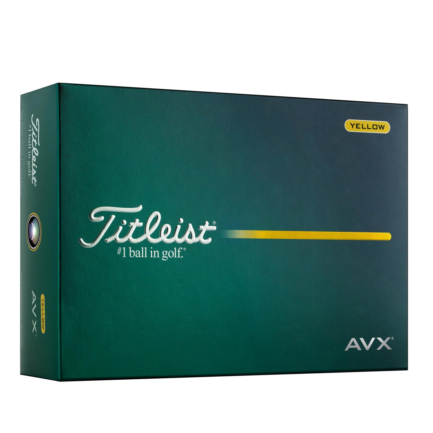 An image of aTitleist AVX Yellow on a white background