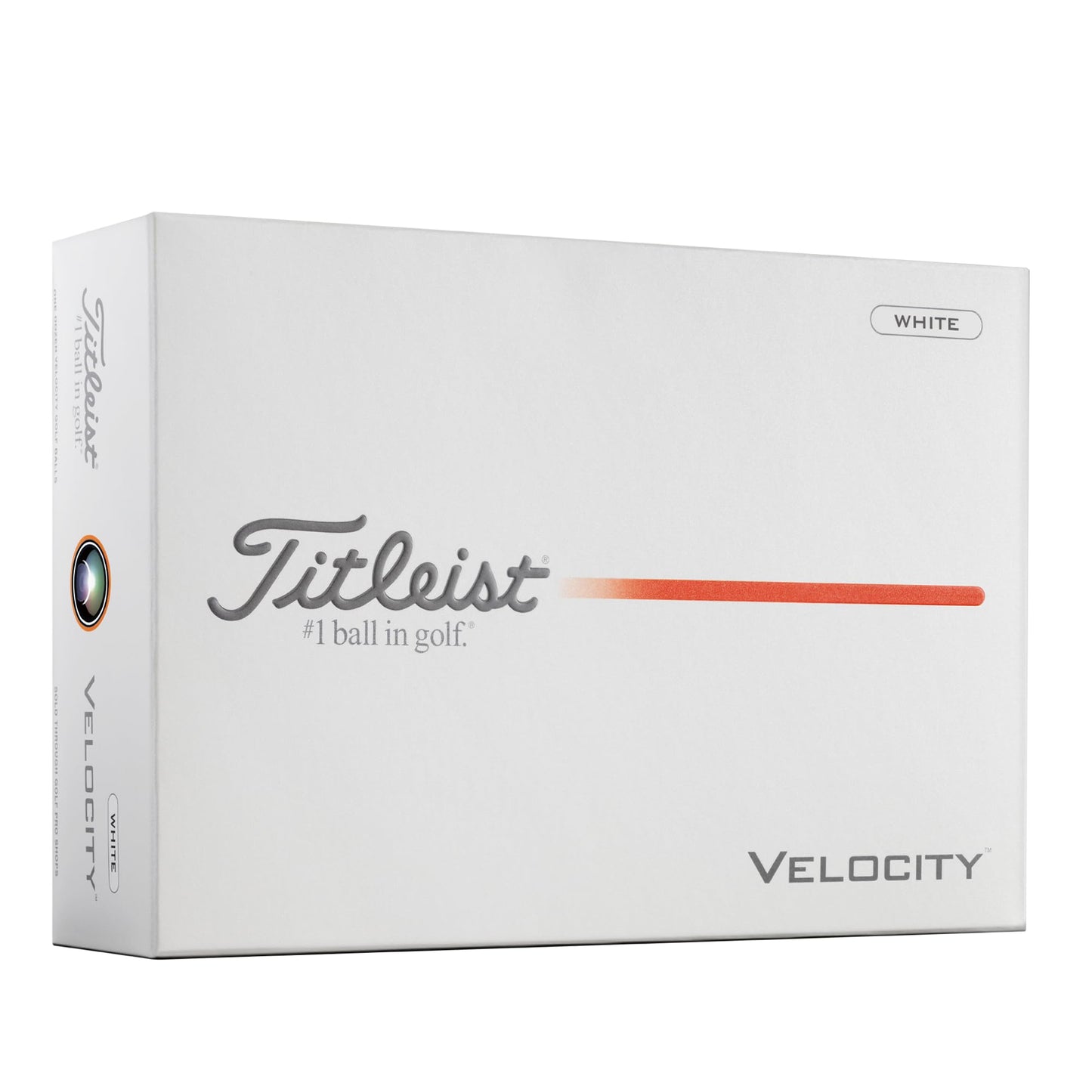 An image of aTitleist Velocity on a white background