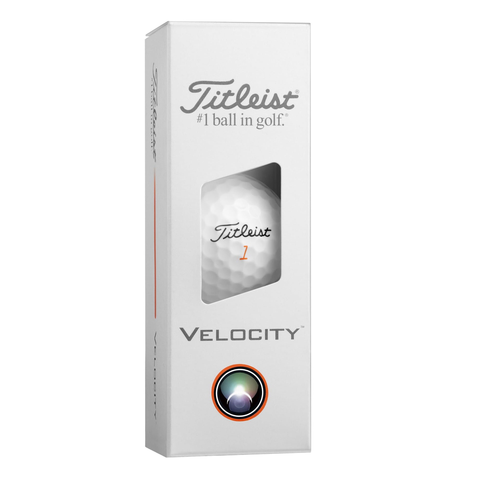 An image of aTitleist Velocity on a white background
