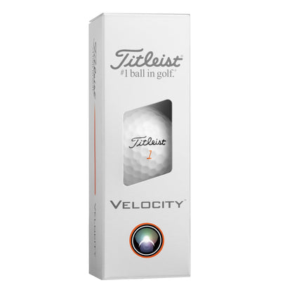 An image of aTitleist Velocity on a white background