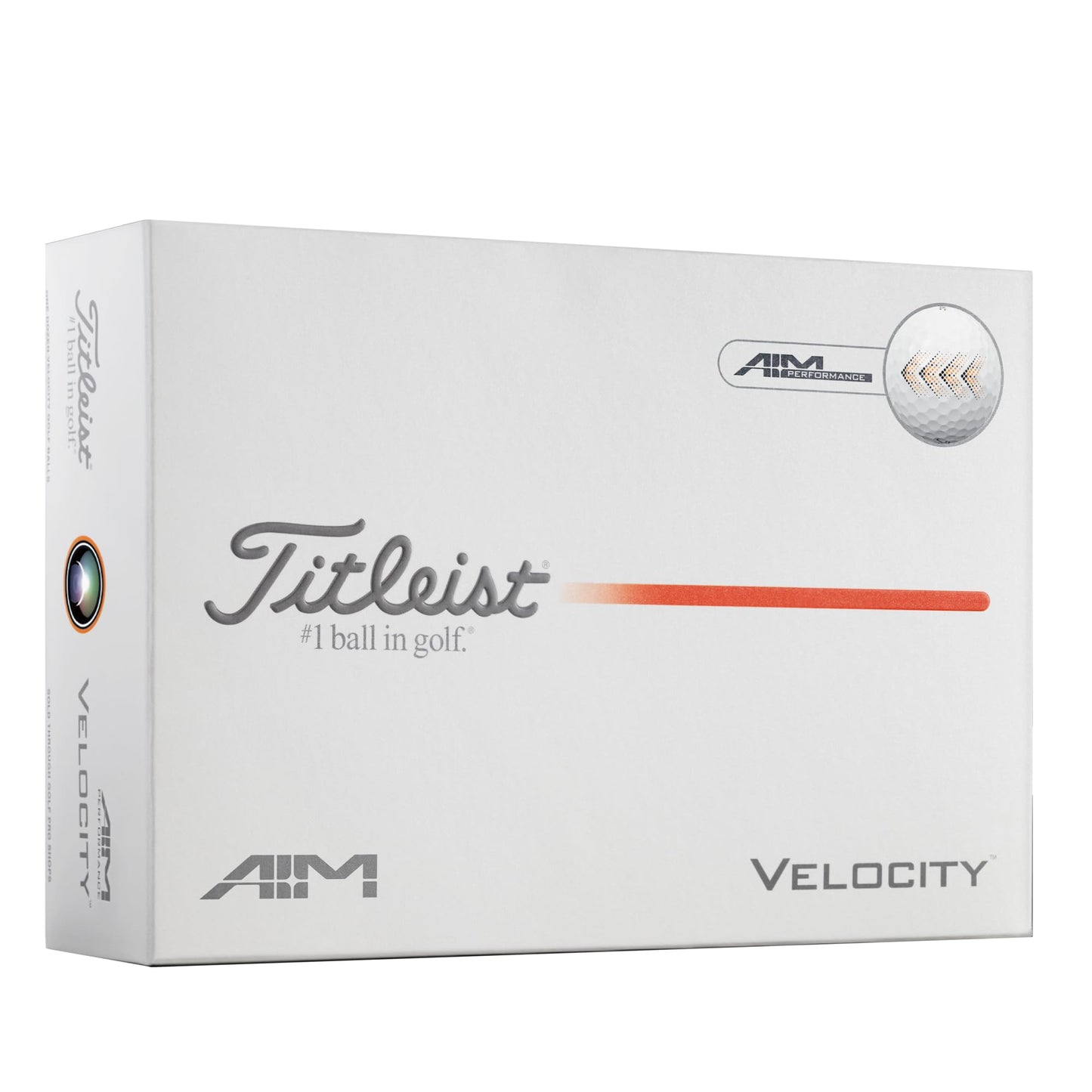 An image of aTitleist Velocity AIM on a white background