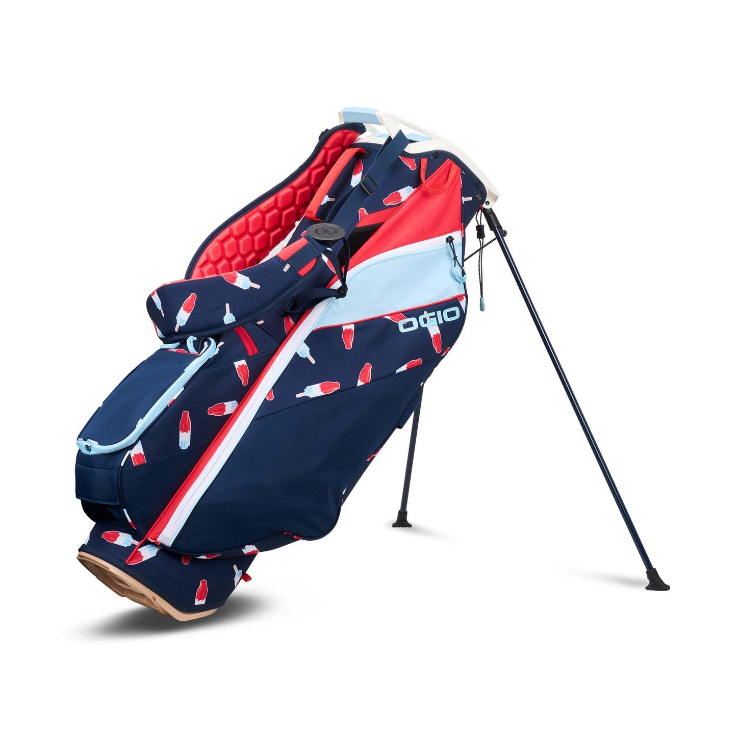 An image of a OGIO Fuse 4 Stand Bag - Rocket Pop on a white background