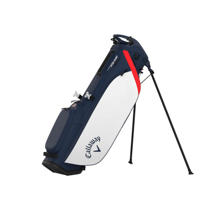 An image of a Callaway HL Zero 2025 Stand Bag  - Navy / White / Red / Flag on a white background