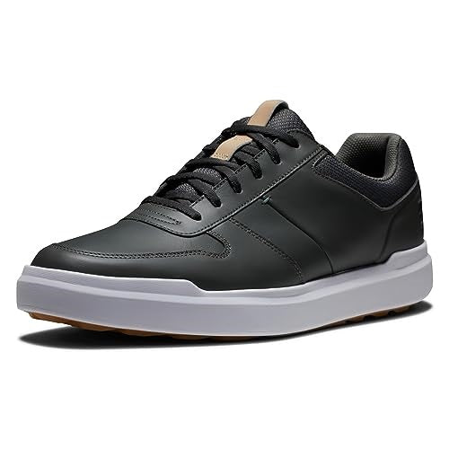 An image of a FootJoy Contour Casual Spikeless Golf Shoes - Charcoal/Charcoal/White on a white background