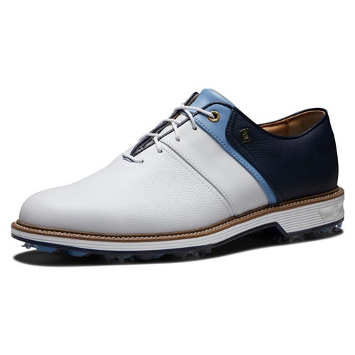 An image of a FootJoy Premiere Series Golf Golf Shoes - White / Blue / Navy - 9.5 on a white background