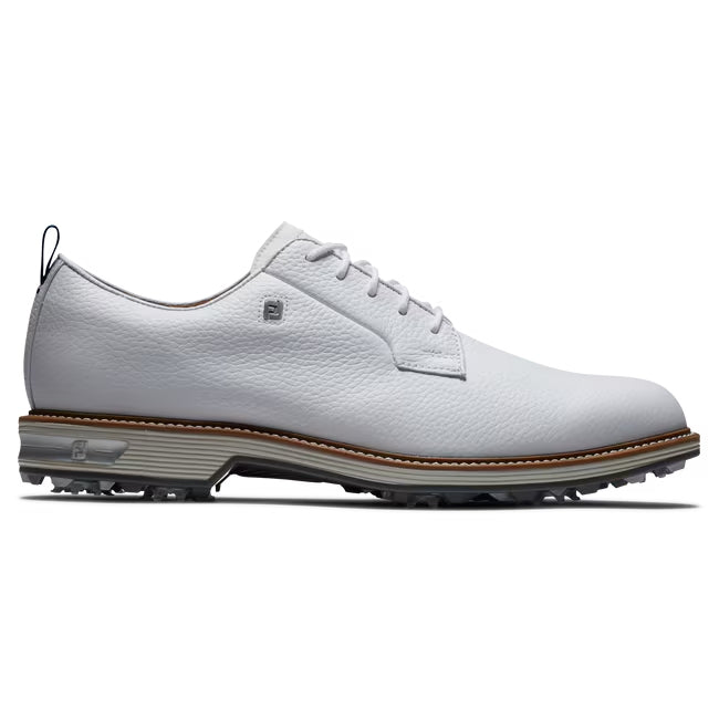 An image of a FootJoy Premiere Series Golf Golf Shoes - White / White / LTG - 9 on a white background