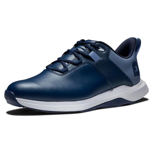 An image of a FootJoy ProLite Spikeless Golf Shoes - Navy / Blue / White - 10 on a white background