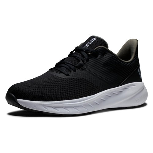 An image of a FootJoy Flex Spikeless Golf Shoes - Black / White - 8.5 on a white background