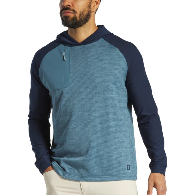 An image of a FootJoy Thermo Pullover Hoodie Sky M on a white background