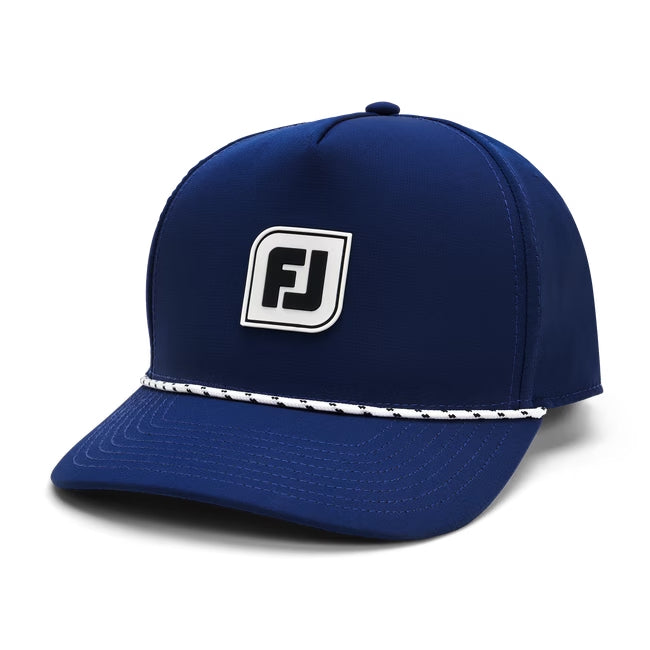 An image of a FootJoy Rope hat FJ Logo - Navy on a white background