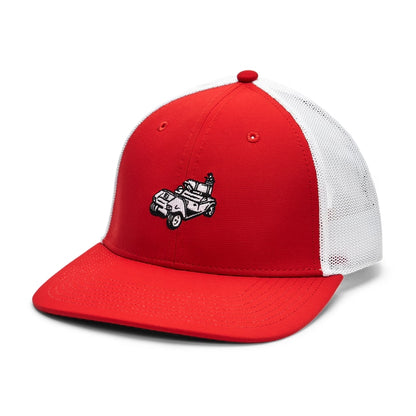 An image of a FootJoy Motif Trucker Hat - Red on a white background